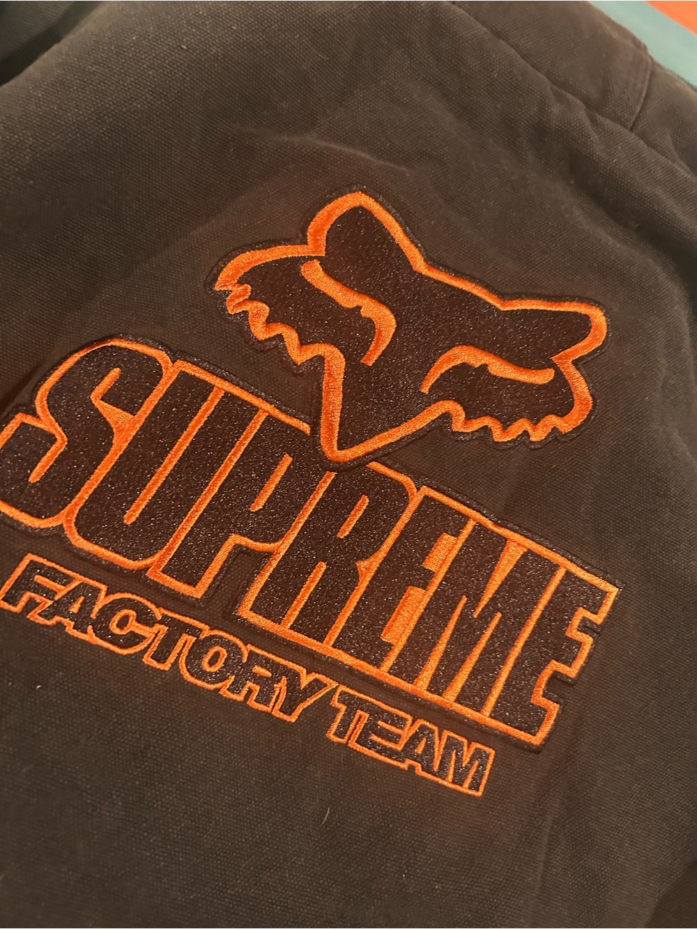 Supreme Black Hooded Puffer Jacket with Orange Logos - Picture 5 of 6
